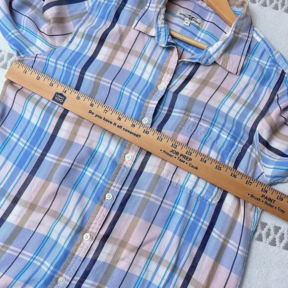 Hampton Republic 27 Plaid Button Down Shirt Blue Pink Tan Long Sleeve Blouse - Picture 5 of 10